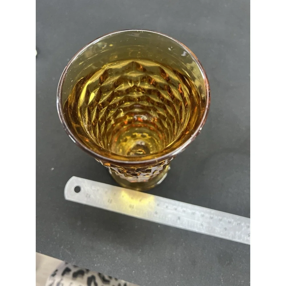 Vintage Indiana Glass‎ Amber Whitehall Cubist Pedestal Drinking Glass